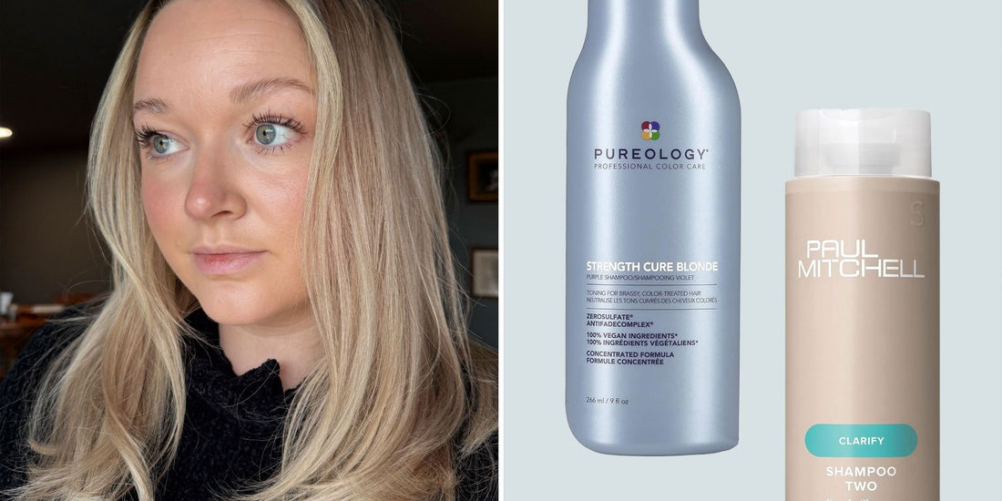 Assorted shampoo bottles arranged for a haircare feature