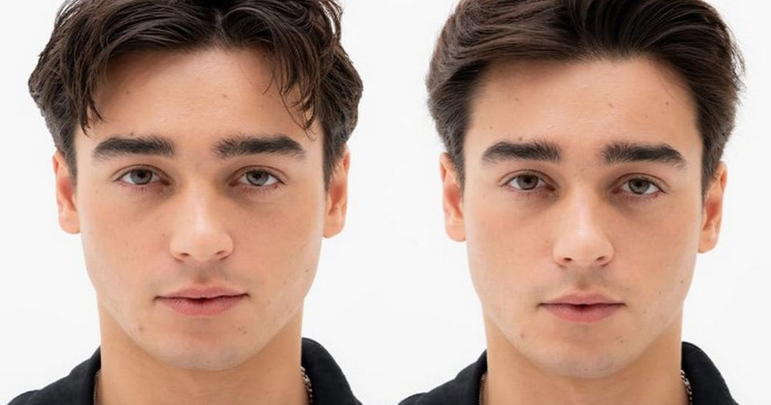 Man styling short textured hair using modern grooming products