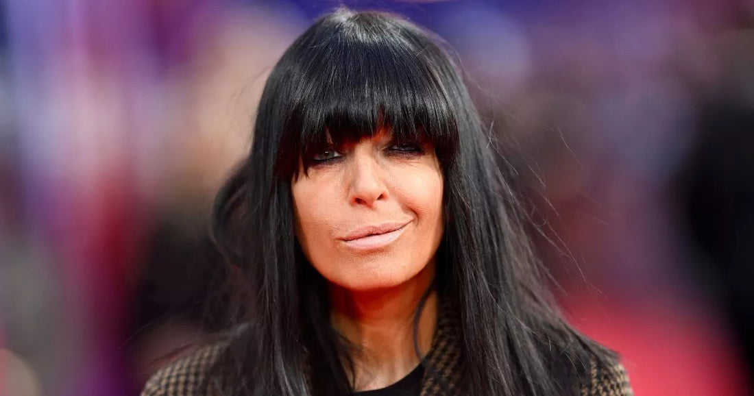 Claudia Winkleman with sleek, glossy hair and fringe