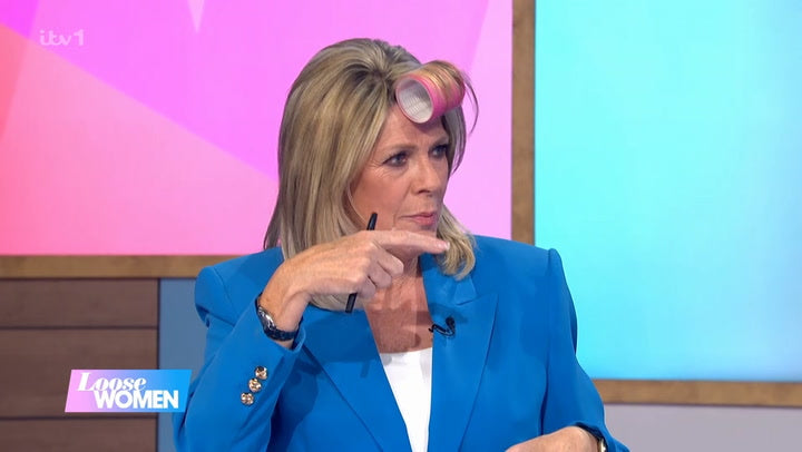 Ruth Langsford in a TV feature discussing an embarrassing hair moment