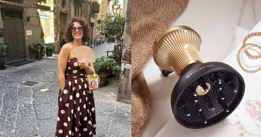 Black diffuser hair dryer designed for curly hair styling