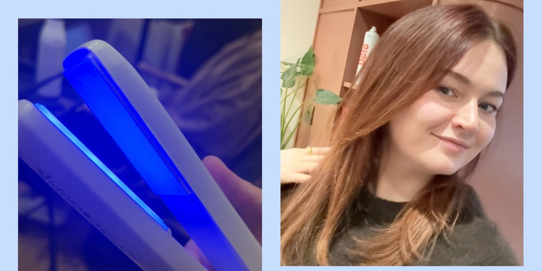 Salon-style visual representing hair cryotherapy and a glossy finish result