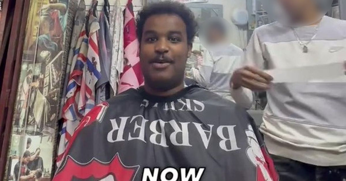 UK traveller getting a haircut at a Moroccan barbershop