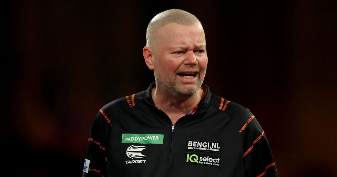 Raymond van Barneveld pictured with his distinctive hairline during darts coverage
