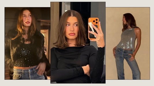 Hailey Bieber wearing a relaxed lob haircut with soft, effortless texture
