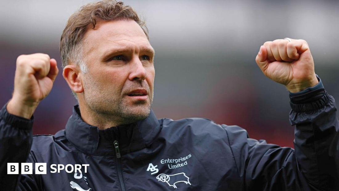 Derby County head coach John Eustace pictured in a BBC Sport feature interview