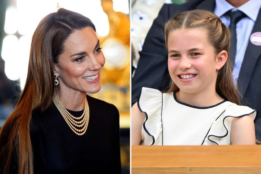 Princess Kate with sleek straight hair beside Princess Charlotte at public events
