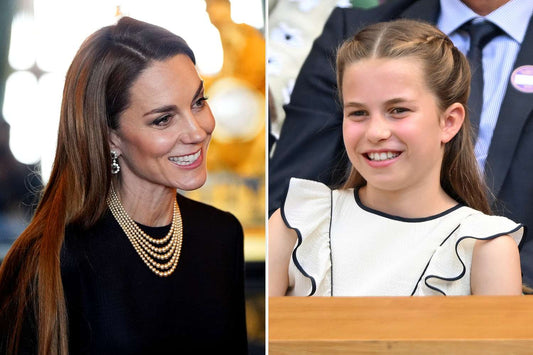 Princess Kate with sleek straight hair beside Princess Charlotte at public events