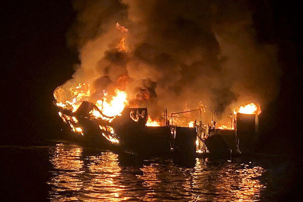 The Conception dive boat at anchor before the 2019 fire tragedy