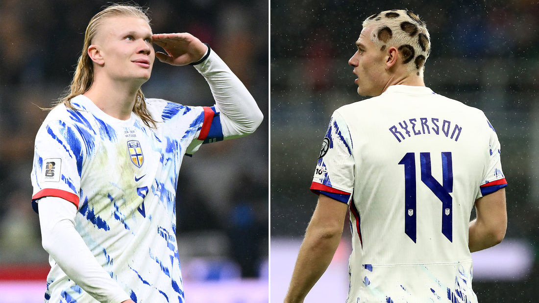 Julian Ryerson with bold shaved patterned haircut during Norway celebrations