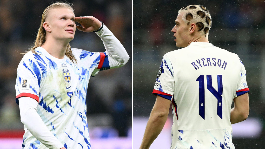 Julian Ryerson with bold shaved patterned haircut during Norway celebrations