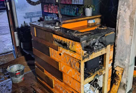 Exterior of a Newbury hair studio following an early-morning fire