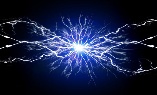 Abstract blue-white electric energy visual illustrating triboelectric power