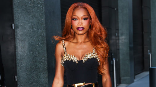 Keke Palmer with a voluminous Pamela Anderson-inspired chignon updo