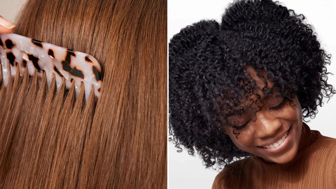 Person styling hair in a bathroom mirror