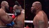 Boxer Jarrell Miller in the ring after his hairpiece comes off mid-fight