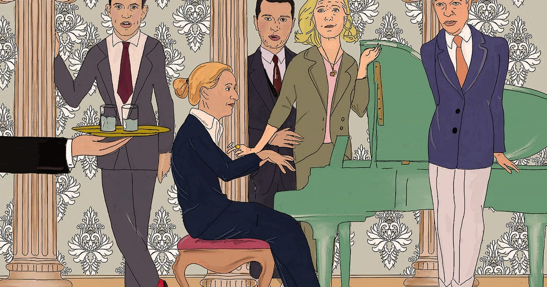 Collage illustrating political leaders associated with neat hair and smart suits