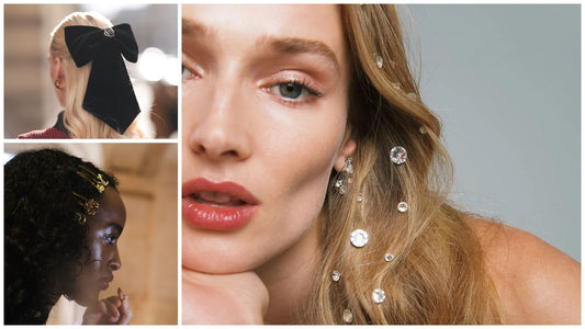 Festive glossy hairstyle inspiration with metallic hair accessories