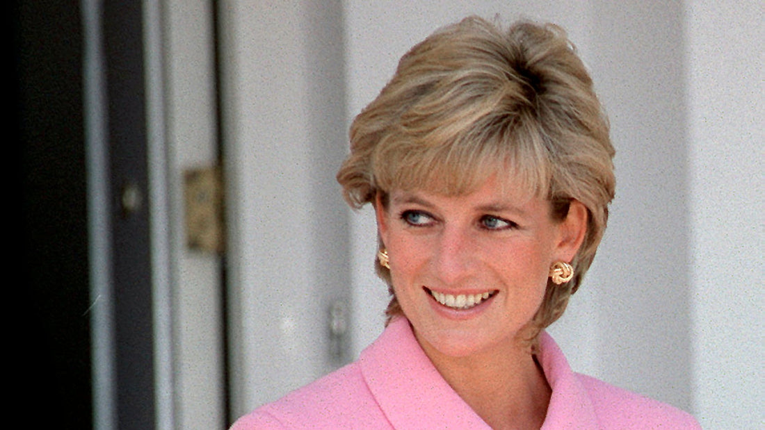 Princess Diana wearing her signature feathered pixie haircut in the 1980s