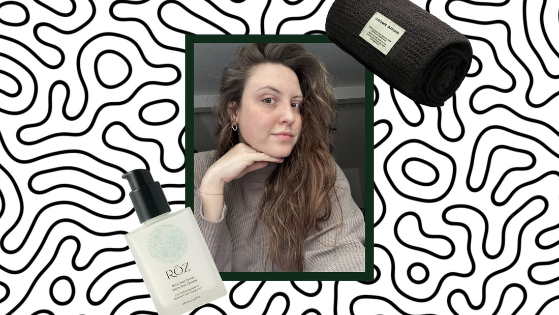 Woman with softly waved fine hair air-dried for natural volume