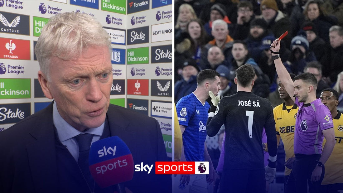 Premier League match still showing Everton and Wolves during a hair-pulling incident