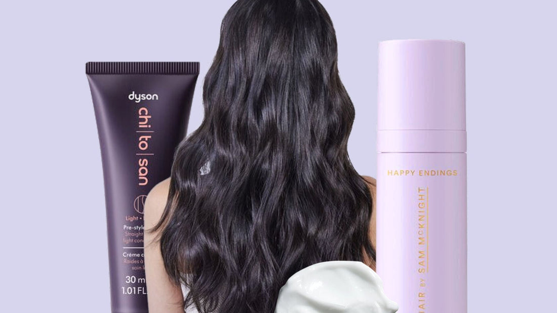 Woman applying nourishing hair cream to dry winter hair