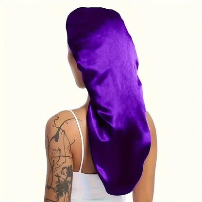 Hairporium Silky Long Bonnet – Solid Colour Night Cap for Women’s Overnight Hair Care & Protection