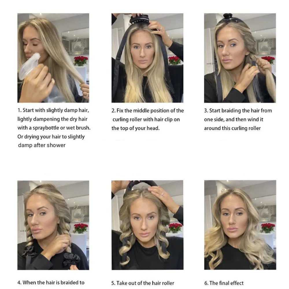 Hairporium Heatless Curling Rod Headband – Luxury Silk Ribbon Hair Rollers for Effortless Overnight Curls