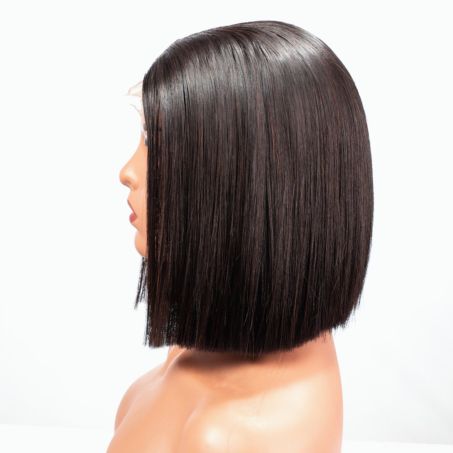 Hairporium Super Double Drawn Vietnamese Bone Straight Wig – 100% Raw Virgin Hair, Natural Black 1B, Glueless Precut Blunt Cut Bob with HD Transparent Lace Closure (10-inch)