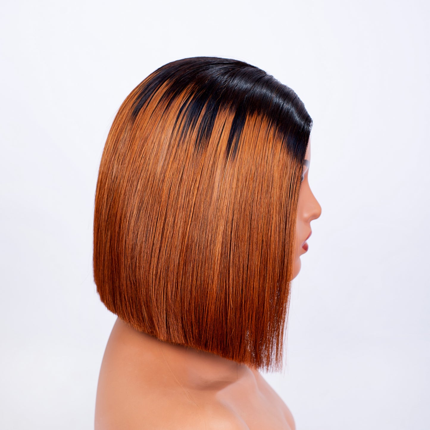 Hairporium Super Double Drawn Vietnamese Bone Straight Wig – 100% Raw Virgin Hair, Honey Brown 1B/30, Glueless Precut Blunt Cut Bob with HD Transparent Lace Closure (10-inch)