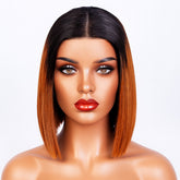 Hairporium Super Double Drawn Vietnamese Bone Straight Wig – 100% Raw Virgin Hair, Honey Brown 1B/30, Glueless Precut Blunt Cut Bob with HD Transparent Lace Closure (10-inch)